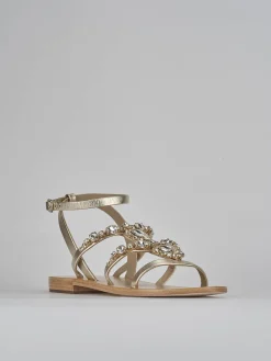 Sandali tacco 1cm pelle oro