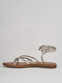 Sandali tacco 1cm pelle oro