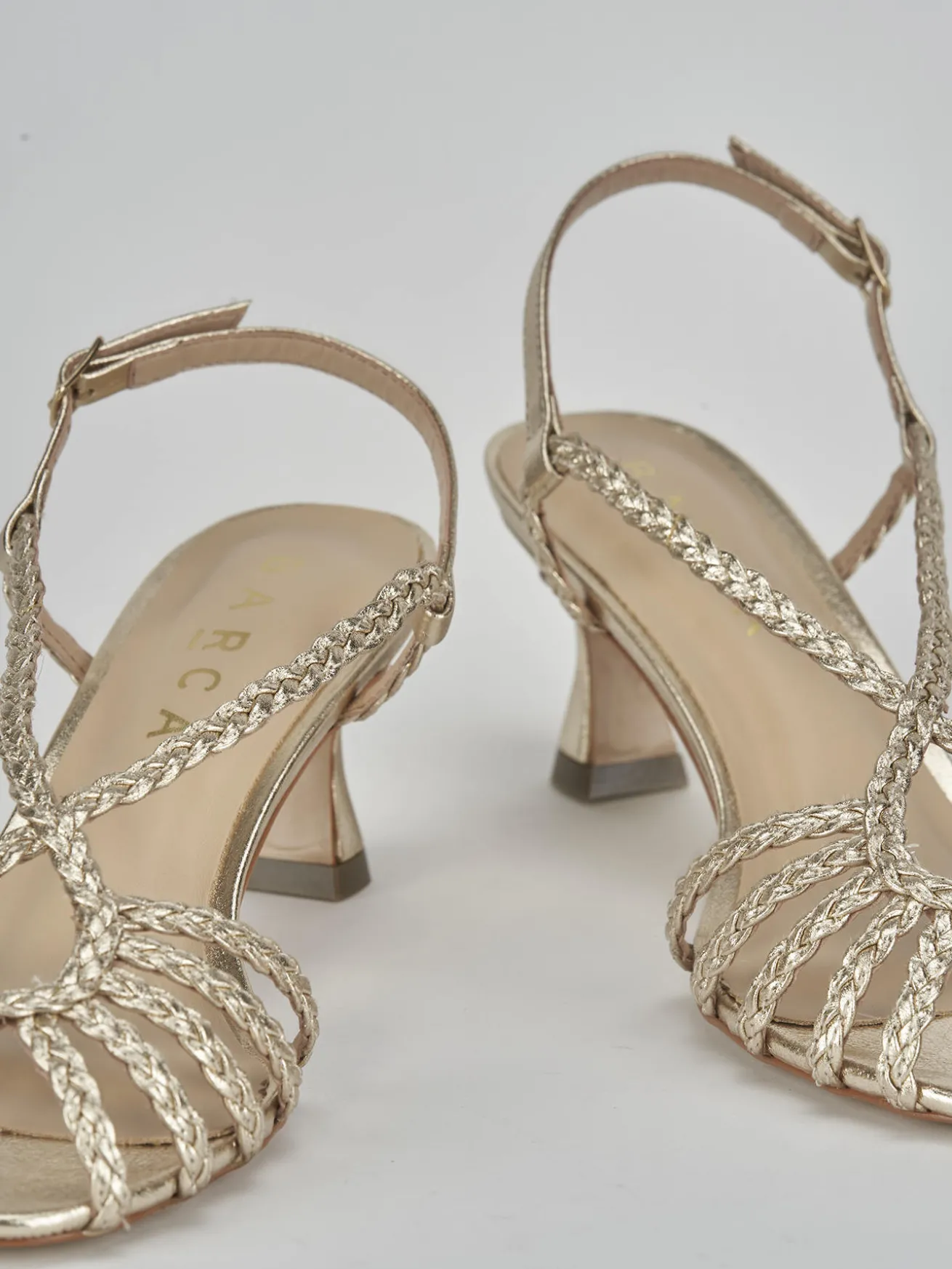 Sandali tacco 5cm pelle oro