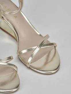 Sandali tacco 5cm pelle oro