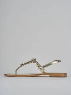 Sandali tacco 1cm pelle oro