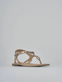 Sandali tacco 1cm pelle oro