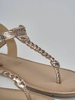 Sandali tacco 1cm pelle oro