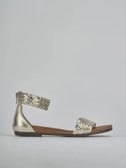 Sandali tacco 2cm pelle oro