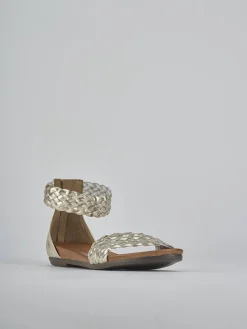 Sandali tacco 2cm pelle oro