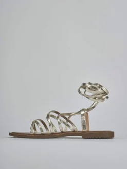 Sandali tacco 1cm pelle oro