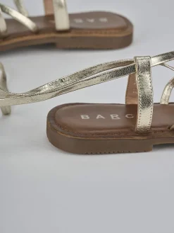 Sandali tacco 1cm pelle oro