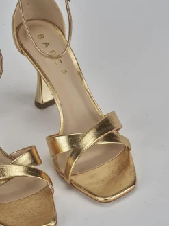 Sandali tacco 9cm pelle oro