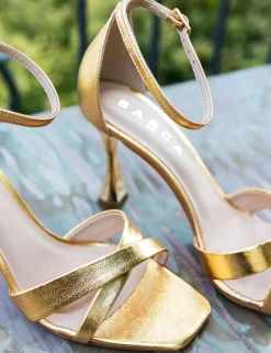 Sandali tacco 9cm pelle oro