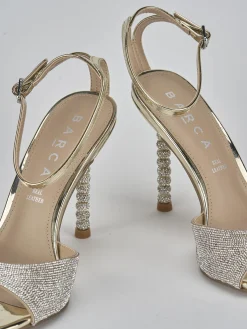 Sandali tacco 9cm pelle oro