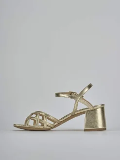 Sandali tacco 5cm pelle oro