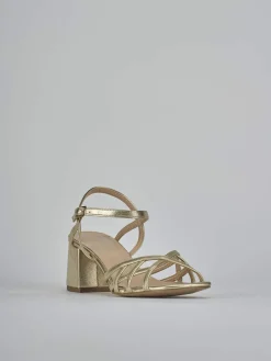 Sandali tacco 5cm pelle oro