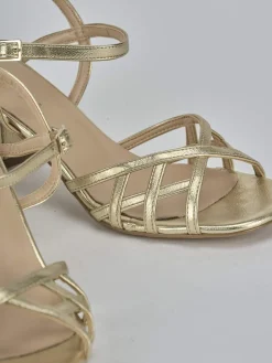 Sandali tacco 5cm pelle oro