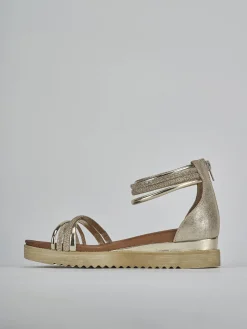 Sandali tacco 3cm pelle oro