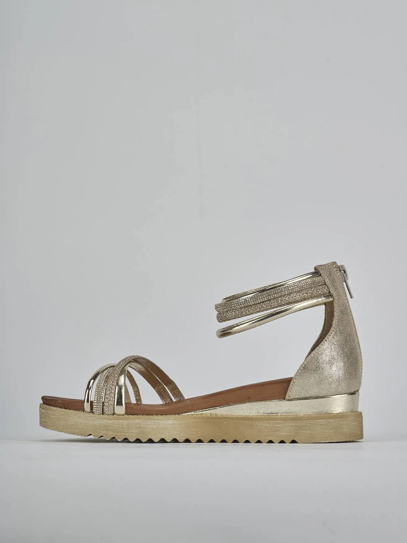 Sandali tacco 3cm pelle oro