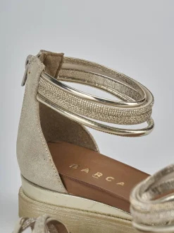 Sandali tacco 3cm pelle oro