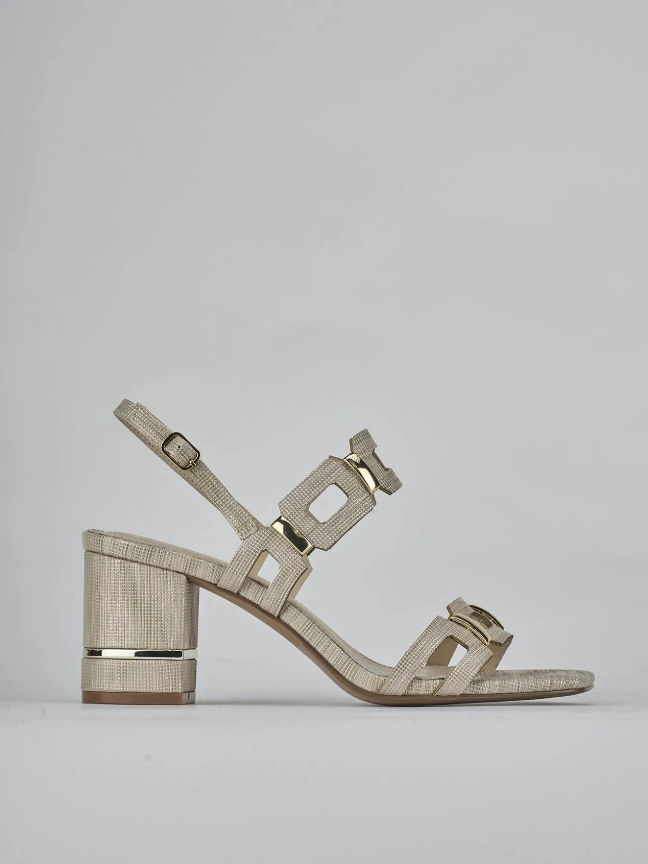 Sandali tacco 9cm pelle oro