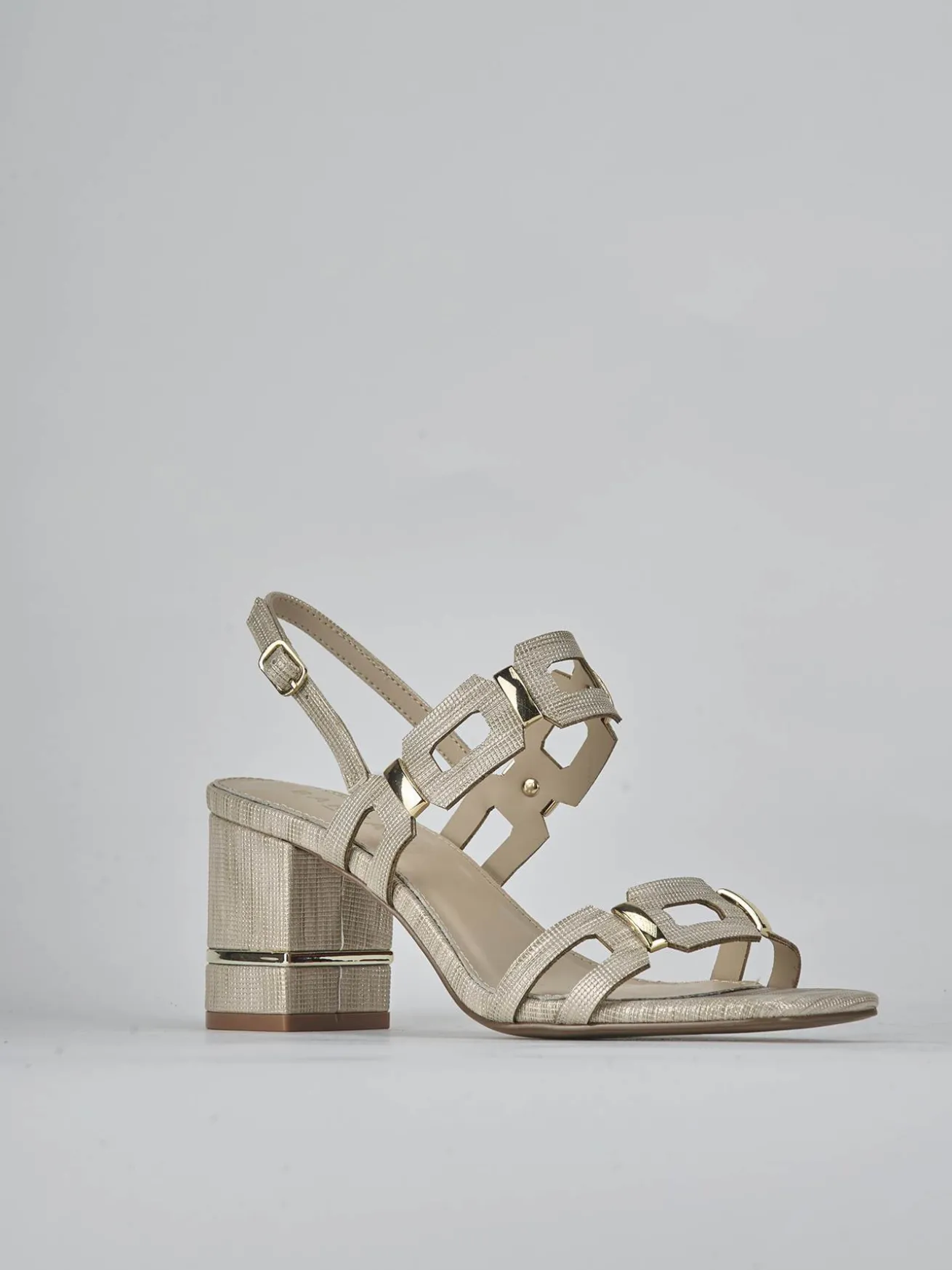 Sandali tacco 9cm pelle oro