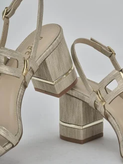 Sandali tacco 9cm pelle oro