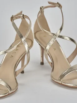 Sandali tacco 7cm pelle oro