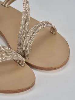 Sandali tacco 1cm pelle oro