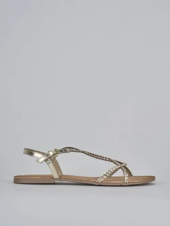 Sandali tacco 1cm pelle oro