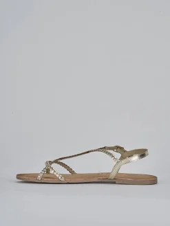 Sandali tacco 1cm pelle oro