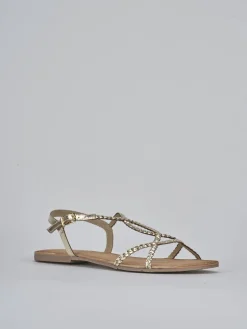 Sandali tacco 1cm pelle oro