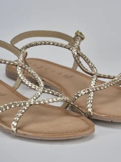 Sandali tacco 1cm pelle oro