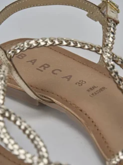 Sandali tacco 1cm pelle oro