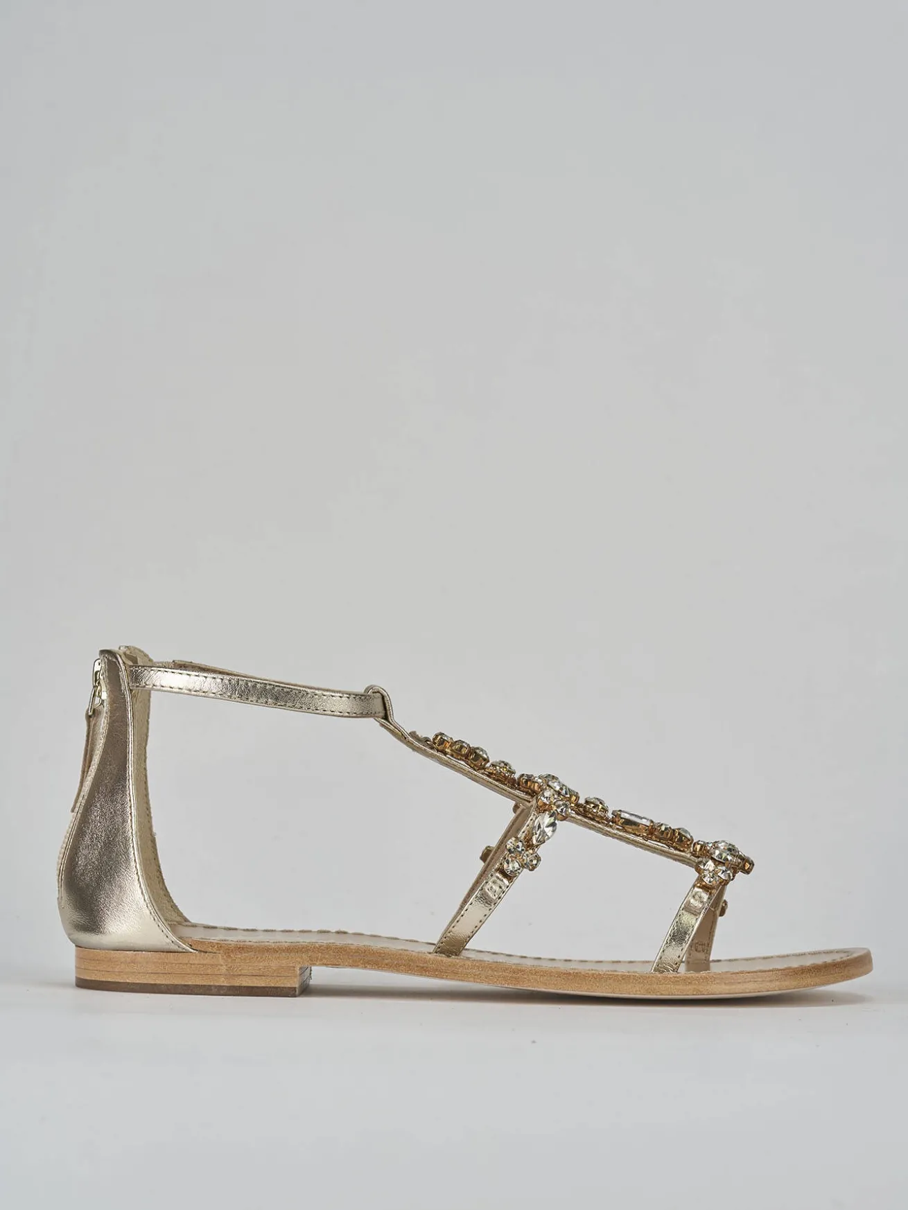 Sandali tacco 1cm pelle oro