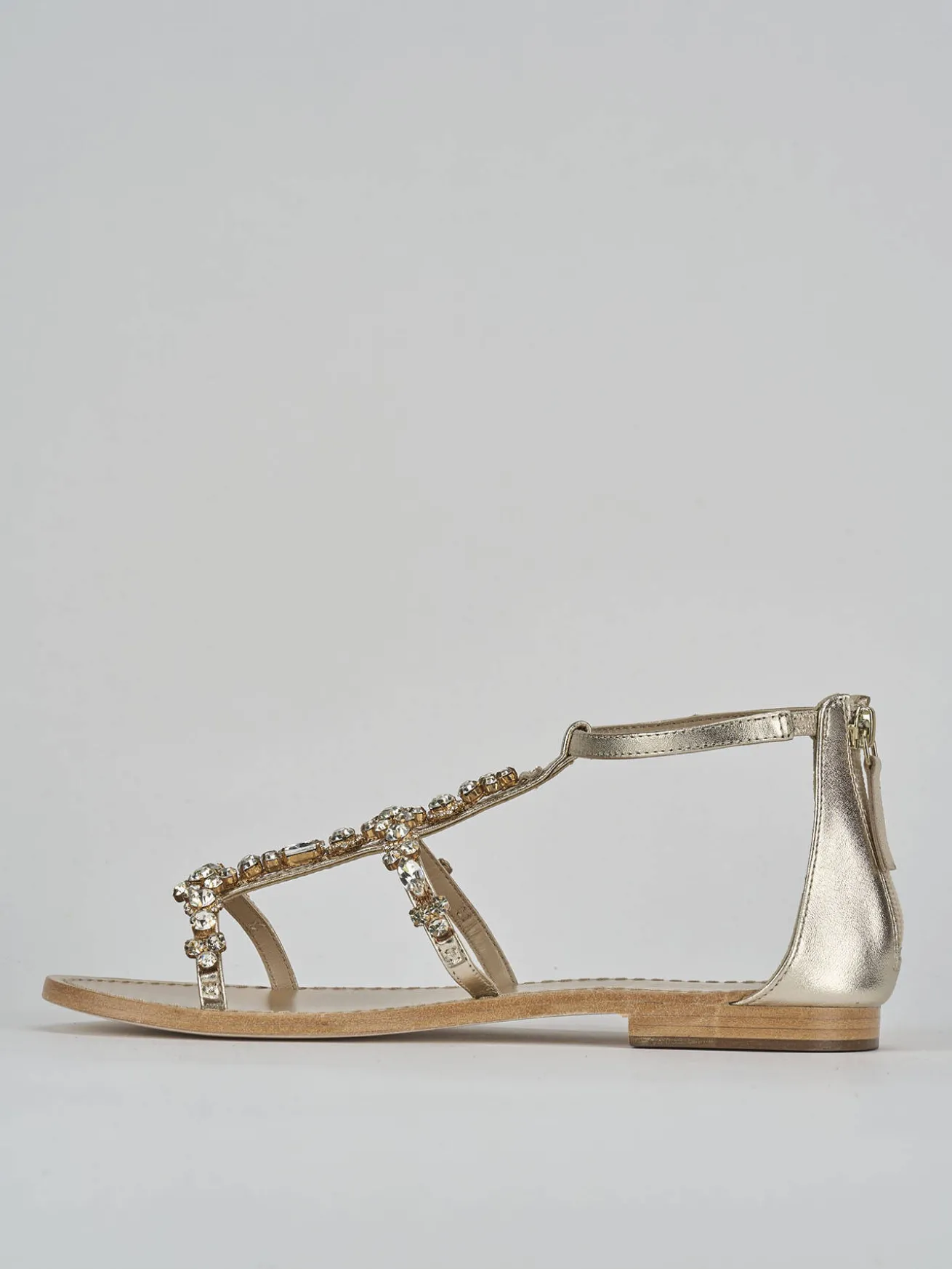 Sandali tacco 1cm pelle oro