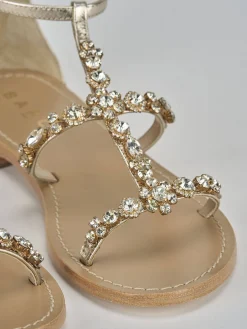 Sandali tacco 1cm pelle oro