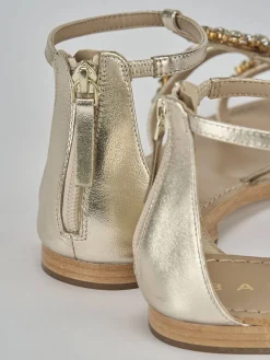 Sandali tacco 1cm pelle oro