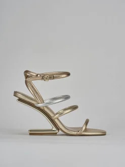 Sandali tacco 9cm pelle oro