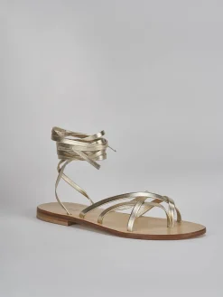 Sandali tacco 1cm pelle oro