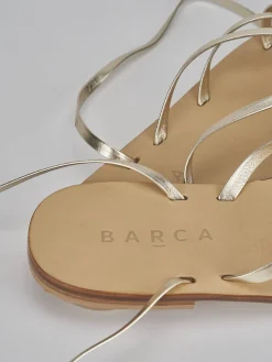 Sandali tacco 1cm pelle oro