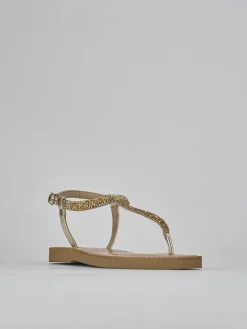 Sandali tacco 1cm pelle oro