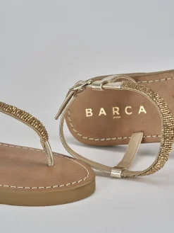 Sandali tacco 1cm pelle oro