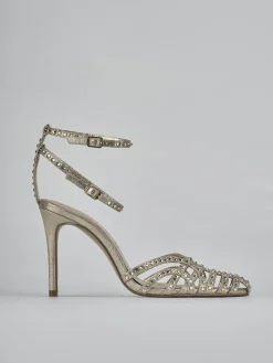 Sandali tacco 8cm pelle oro