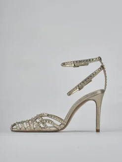 Sandali tacco 8cm pelle oro