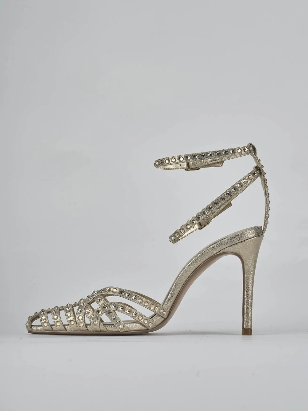 Sandali tacco 8cm pelle oro