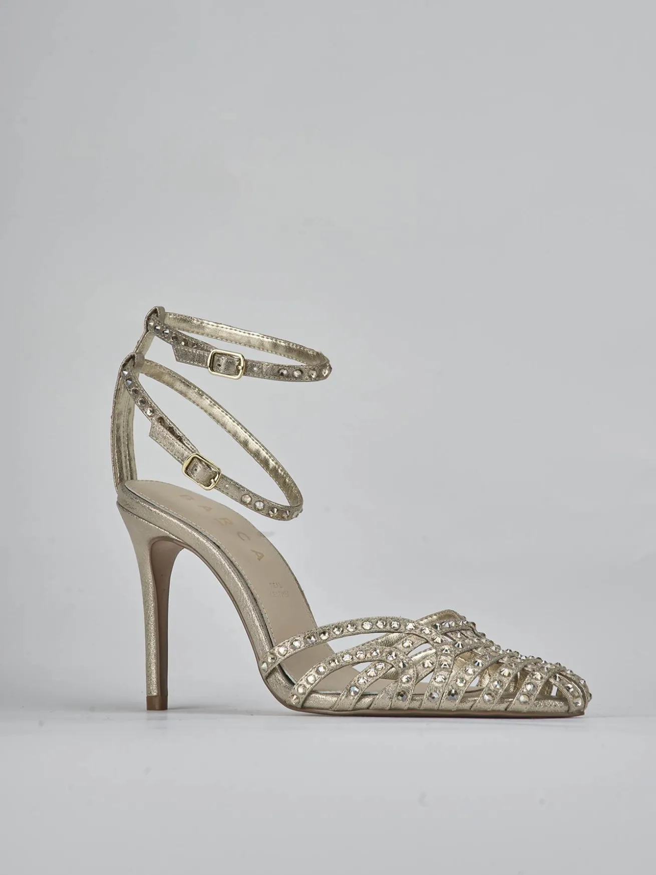 Sandali tacco 8cm pelle oro