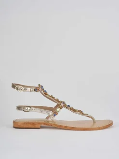 Sandali tacco 1cm pelle oro