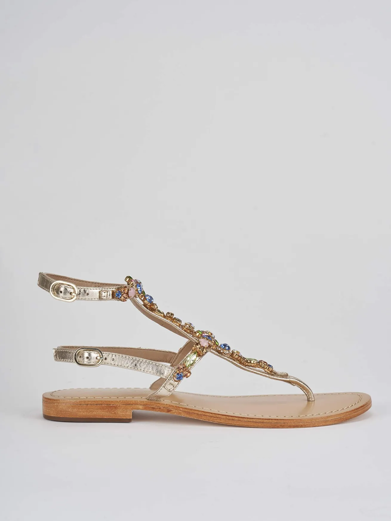 Sandali tacco 1cm pelle oro