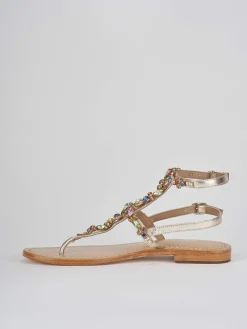 Sandali tacco 1cm pelle oro