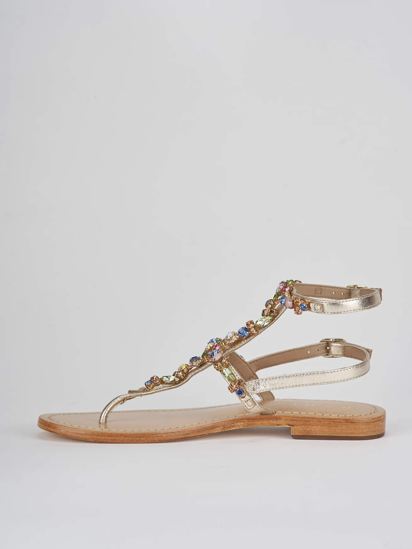 Sandali tacco 1cm pelle oro