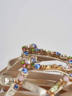 Sandali tacco 1cm pelle oro