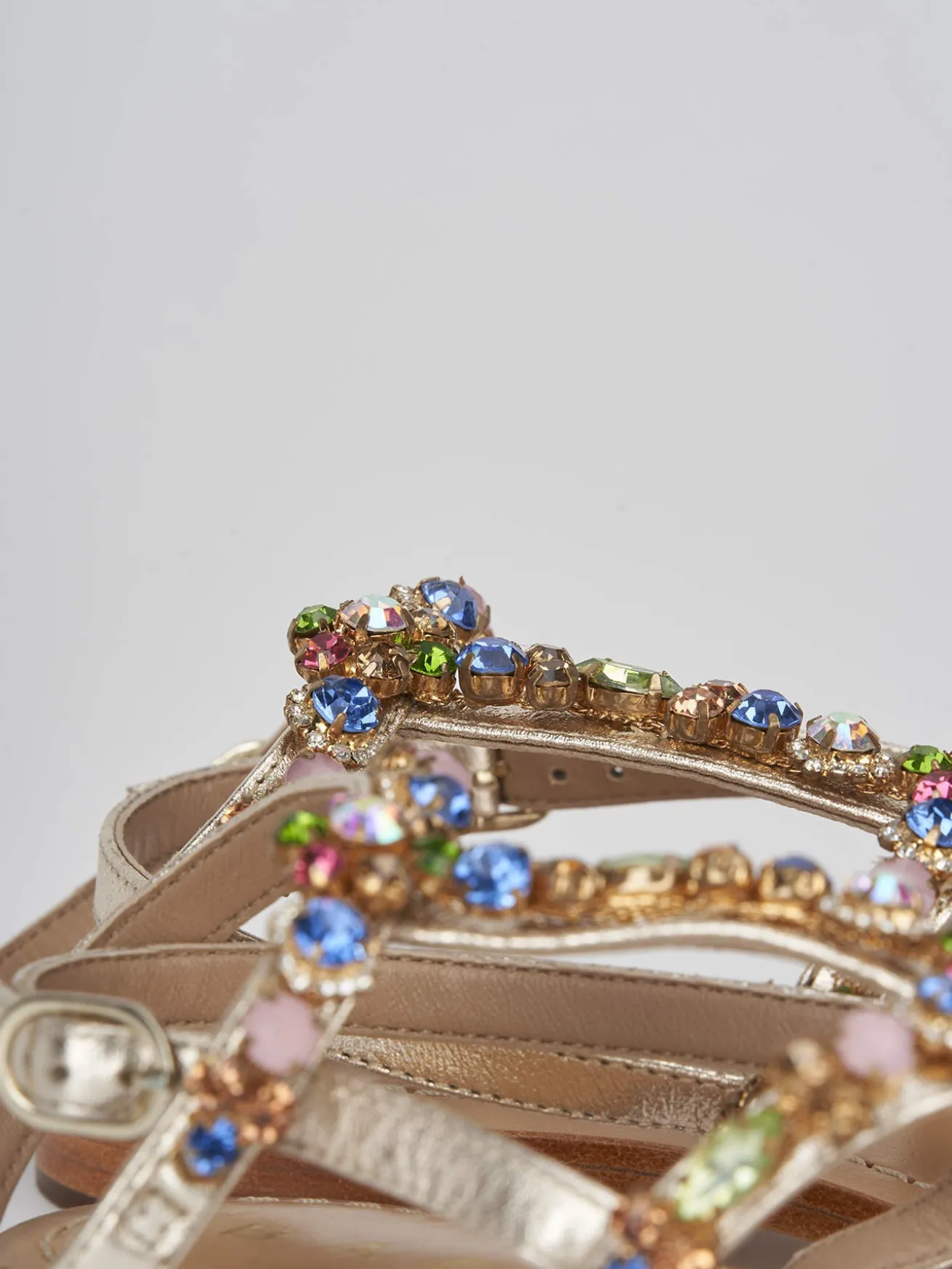 Sandali tacco 1cm pelle oro