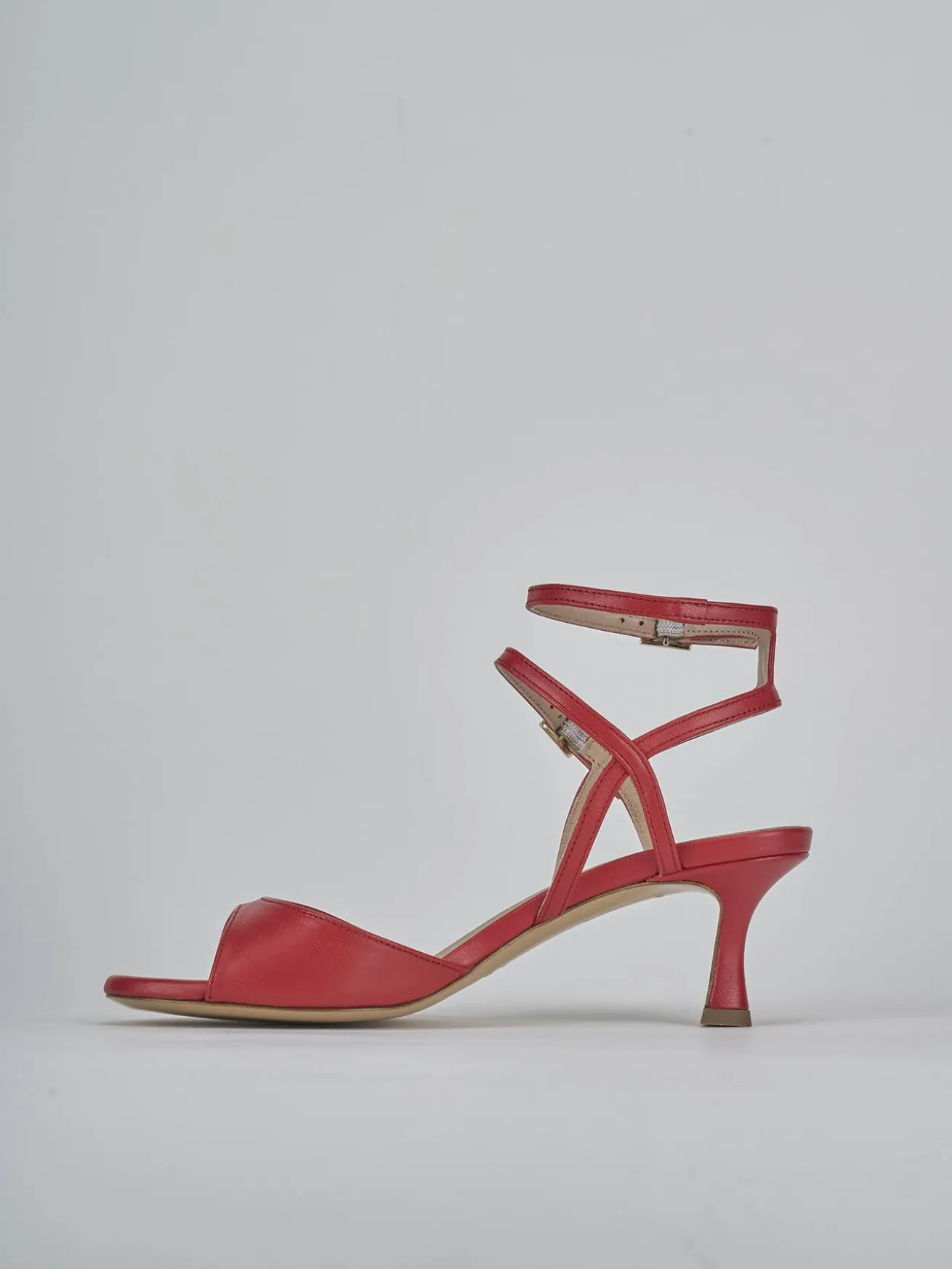 Sandali tacco 5cm pelle rosso
